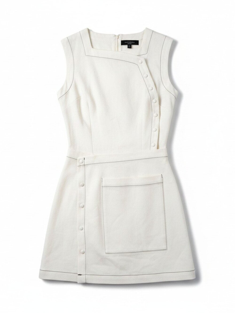 NWT Sabo Alexi White Cotton Sleeveless Button Mini Dress Womens M
